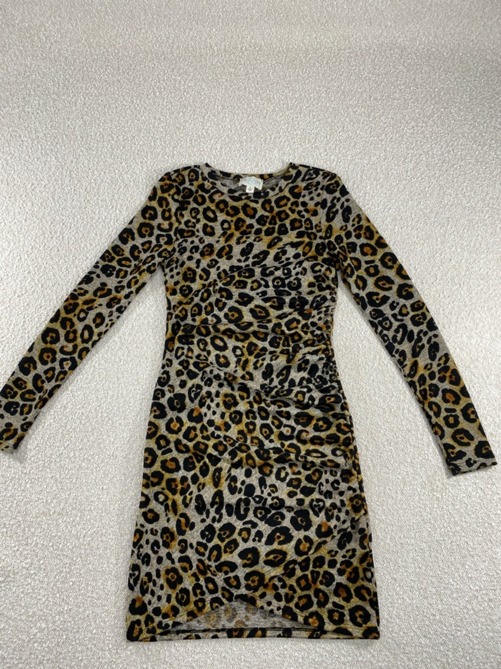 Leopard Print Long Sleeve Bodycon Dress - Black & tans small